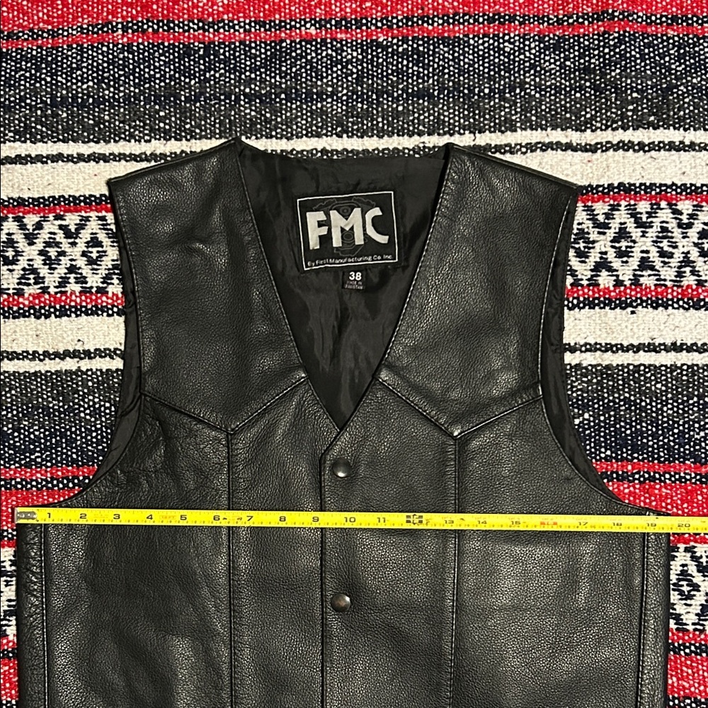 FMC Men's Black Leather Vest - Picture 5 of 6